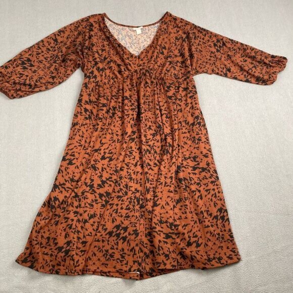 Ava & Viv Women's size XXL Brown Pattern Textured Dress plus,Pockets,V-Neck - Picture 13 of 14